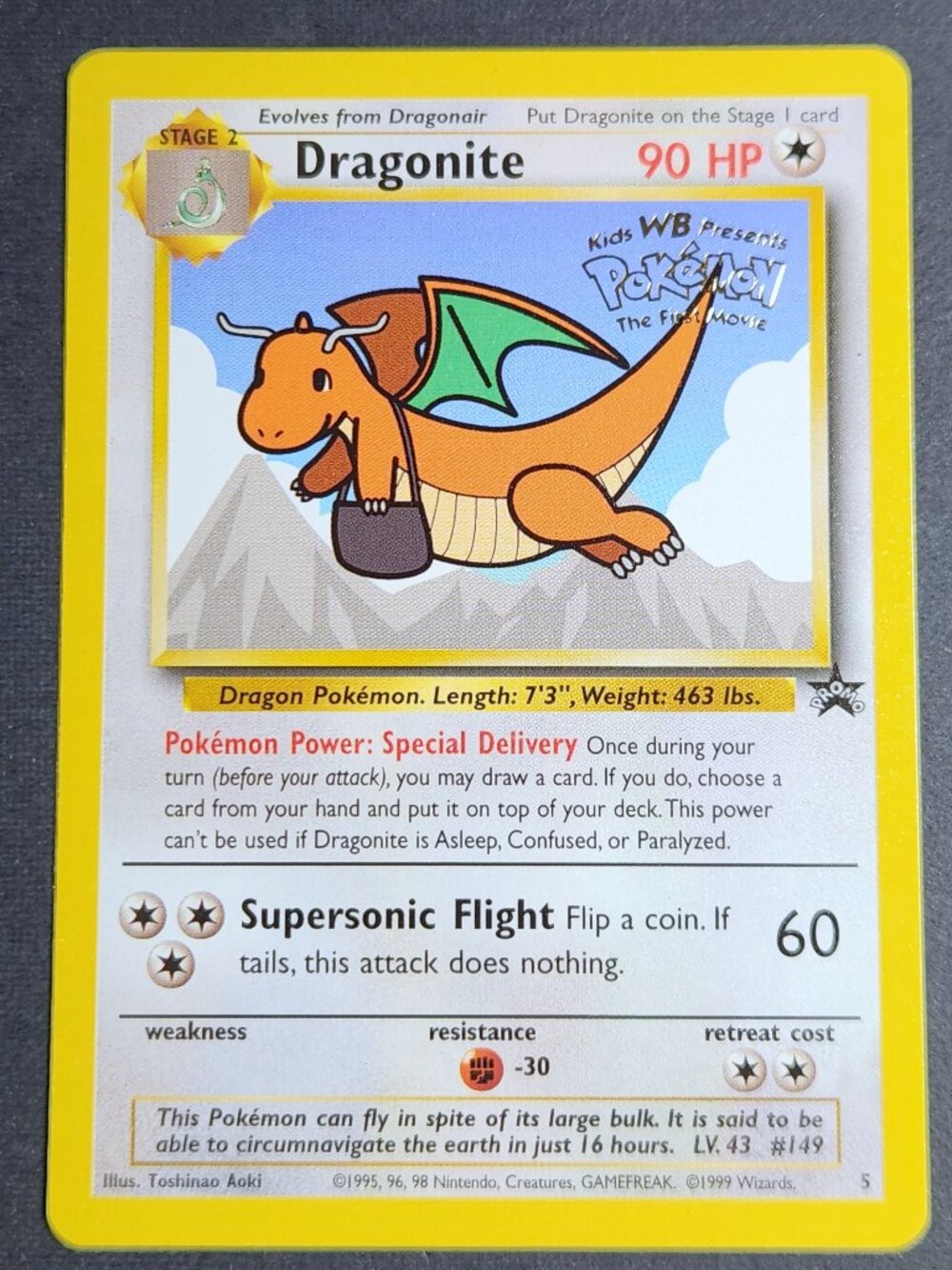 Dragonite 5 Black Star Promo First Movie Gold Stamp Pokemon Card 1999 WOTC TCG L